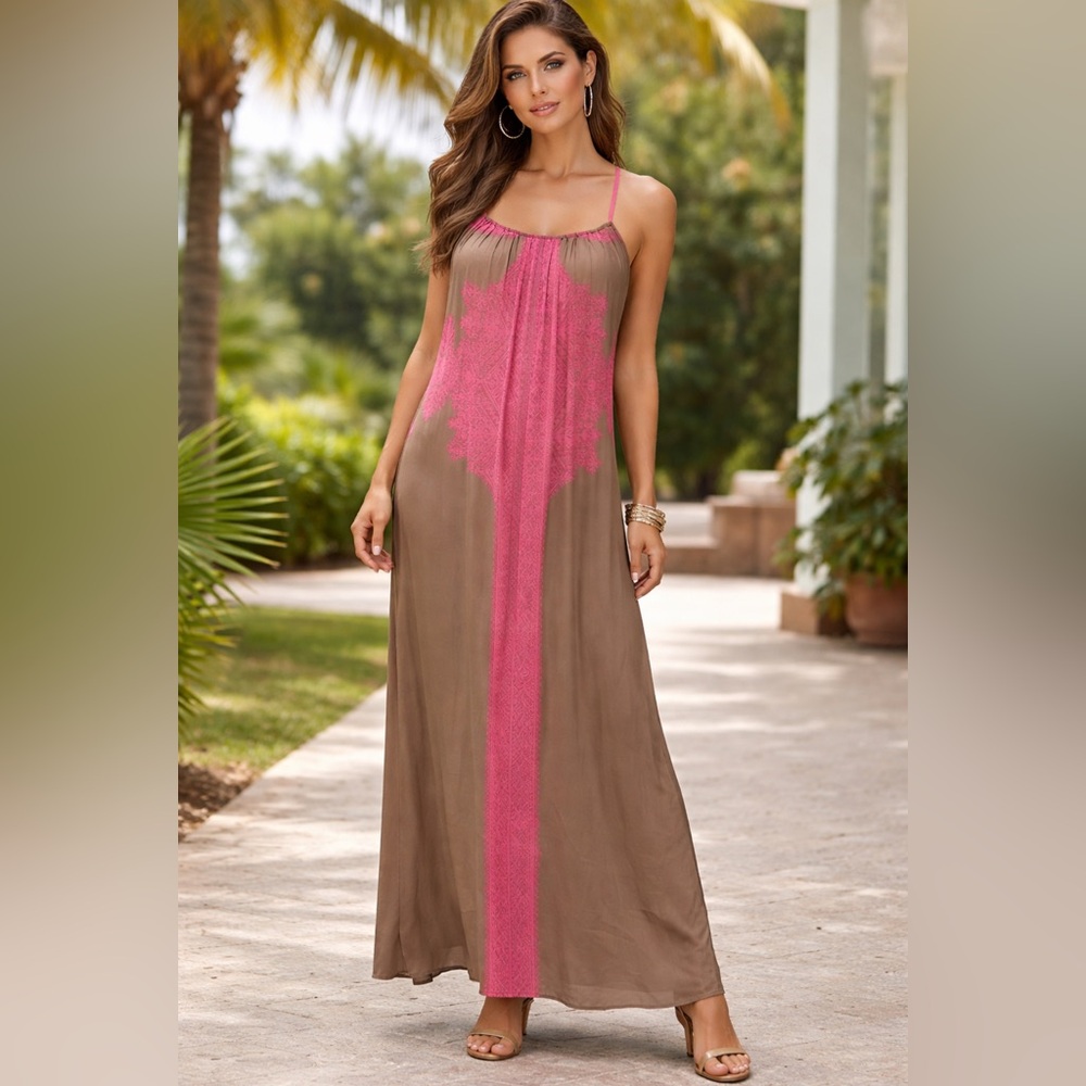 Anthropologie Twelfth Street By Cynthia Vincent Dress SILK Pink Brown Small NWT